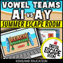 Vowel Teams AI & AY Summer Digital Escape Room | ELA Activity | Grades 1–2