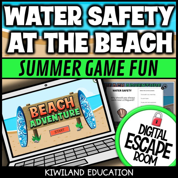 Water Safety Summer Digital Escape Room | Science Activity | Grades K–2