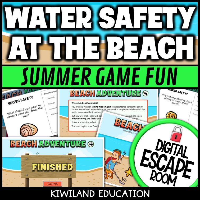 Water Safety Summer Digital Escape Room | Science Activity | Grades K–2