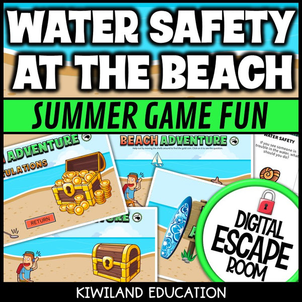 Water Safety Summer Digital Escape Room | Science Activity | Grades K–2