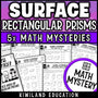 Surface area of rectangular prisms worksheets for 6th and 7th grade, printable math mystery pack