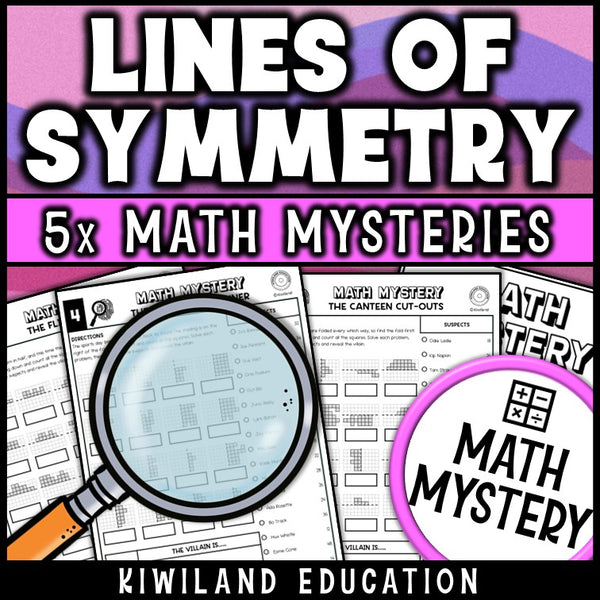 Symmetry worksheets on grid paper, flip and count squares detective math center