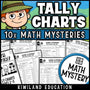 Tally chart math mystery worksheets for grades 2 3 4 5, no prep printable data detective pack