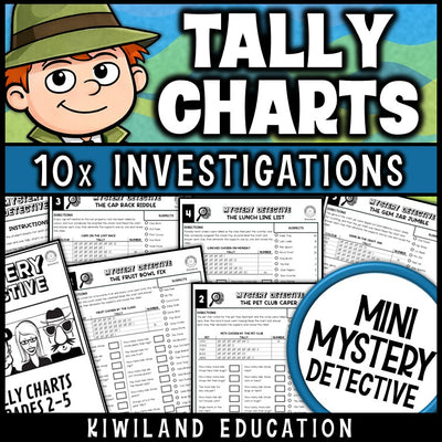 Tally charts mystery detective worksheets grades 2-5 no-prep printable