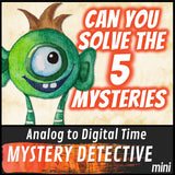 Telling time detective pages for math centers and sub plans