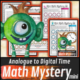 Analogue to digital time detective math mystery printable activity
