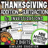 Thanksgiving 2-digit addition and subtraction worksheets 1st 2nd grade