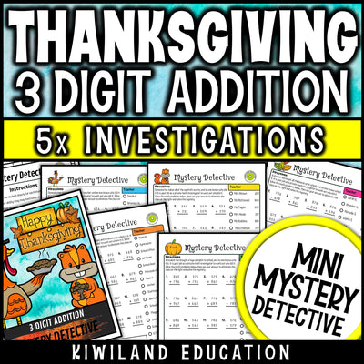 Thanksgiving 3-digit addition with regrouping worksheets