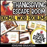 Adding and Subtracting Decimals Digital Escape Room Thanksgiving preview 2