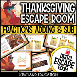 Thanksgiving fraction escape room puzzle screen