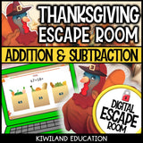 Addition and Subtraction Within 100 Digital Escape Room Thanksgiving preview 1
