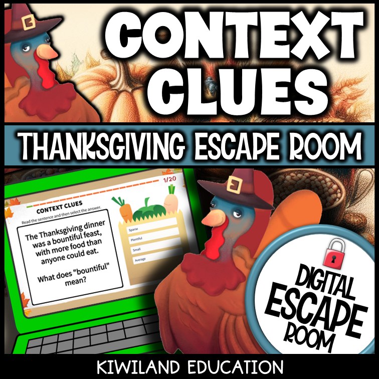 Context Clues Digital Escape Room Thanksgiving preview 1