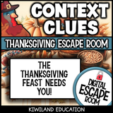 No-prep Thanksgiving context clues escape room activity