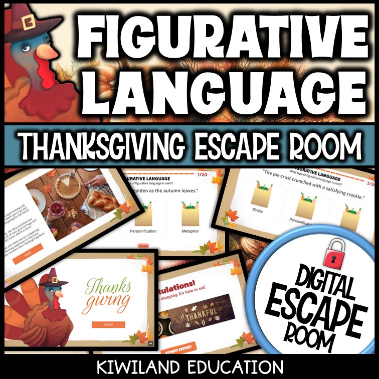 Figurative Language Digital Escape Room Thanksgiving preview 2
