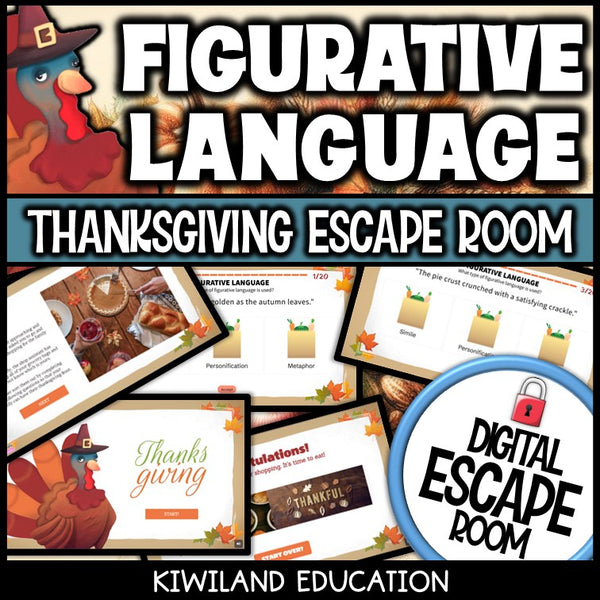 Figurative Language Digital Escape Room Thanksgiving preview 2