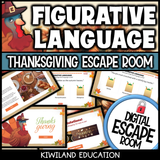 Thanksgiving-themed figurative language escape room puzzle screen