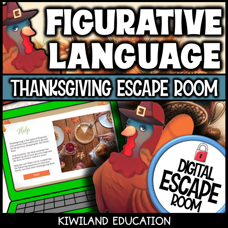 Figurative Language Digital Escape Room Thanksgiving preview 3
