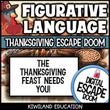 No-prep Thanksgiving figurative language escape room activity