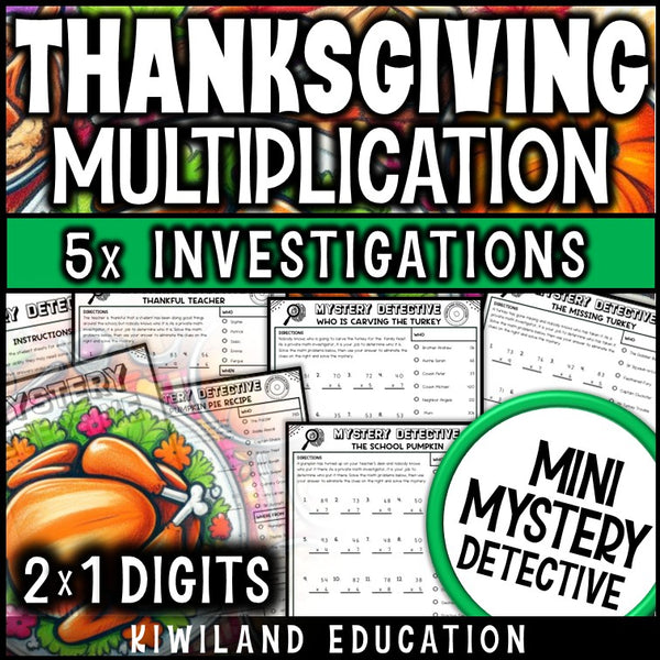 Thanksgiving math 2-digit by 1-digit multiplication worksheets CSI