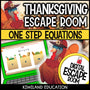 One-Step Equations Digital Escape Room Thanksgiving preview 1