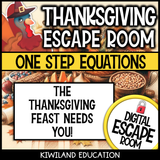 No-prep Thanksgiving one-step equations math escape room activity