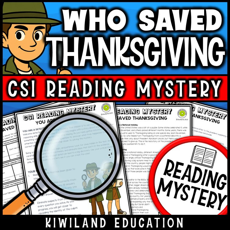Nonfiction Thanksgiving history reading comprehension passage for grades 3-6