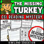 Thanksgiving reading mystery The Missing Turkey cover for grades 3-6
