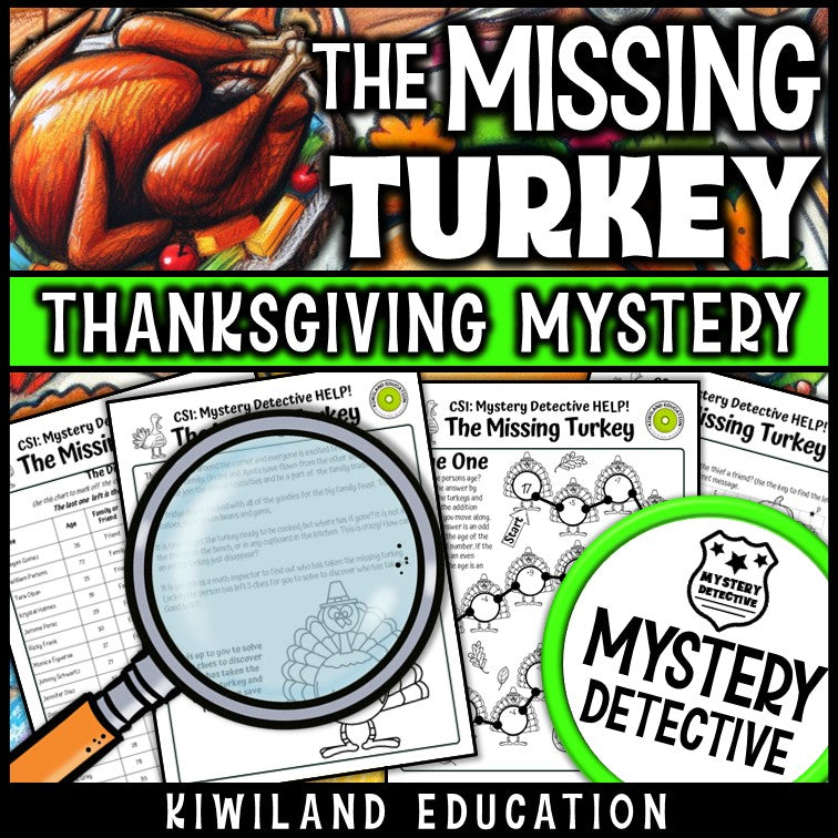Thanksgiving worksheets clue pages the missing turkey printable
