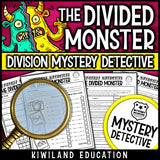 The divided monster long division facts no-prep mystery detective pack