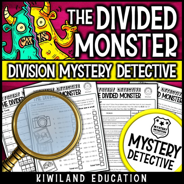 The divided monster long division facts no-prep mystery detective pack