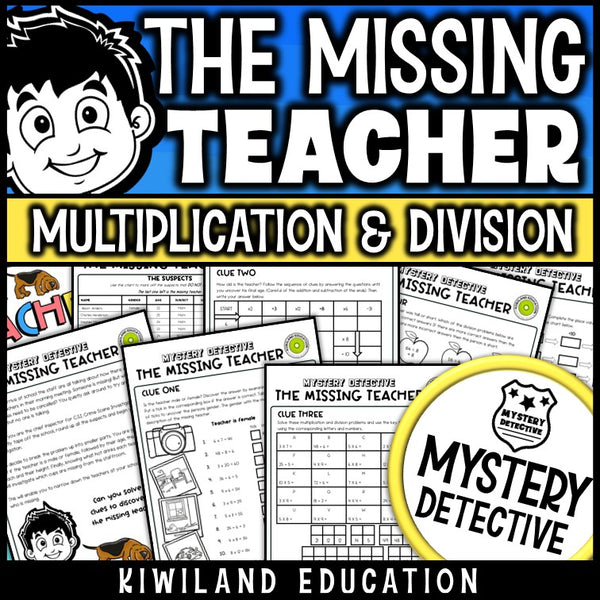 The missing teacher mystery detective multiplication division 12s