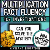 Times tables and division facts activity for no prep math centers, with an answer key for every case