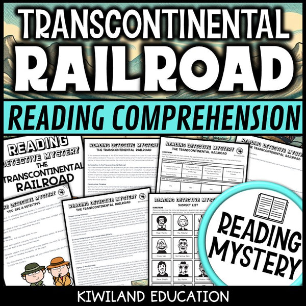 Transcontinental Railroad reading mystery comprehension activity cover for grades 3-6