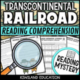 Printable nonfiction Transcontinental Railroad reading comprehension passage activity for grades 3-6