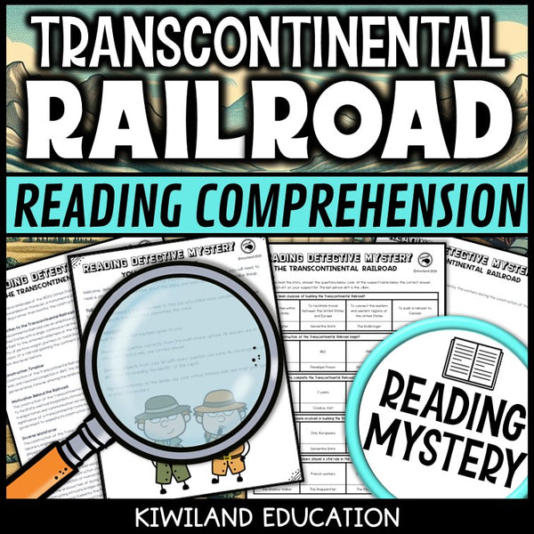 Printable nonfiction Transcontinental Railroad reading comprehension passage activity for grades 3-6