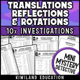 Translations, rotations and reflections geometry activities with answer keys and a certificate for 8th grade math