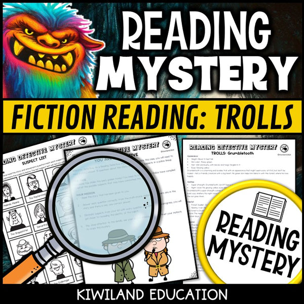 Fiction trolls reading comprehension passage activity for grades 3-6