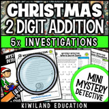 Two digit addition detective case worksheets december