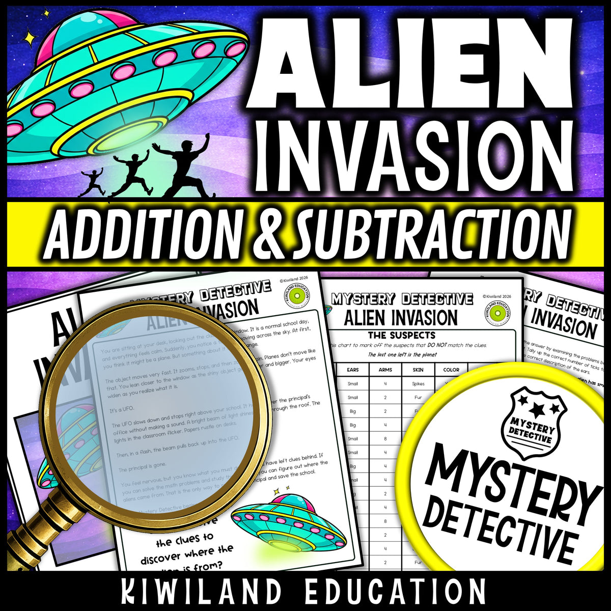 Two digit addition with regrouping clue pages alien invasion