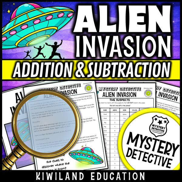 Two digit addition with regrouping clue pages alien invasion