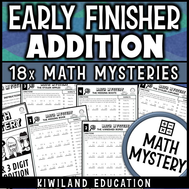 Two digit addition with regrouping math mystery worksheets, im done now what early finishers