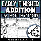 Two digit addition with regrouping math mystery worksheets, im done now what early finishers