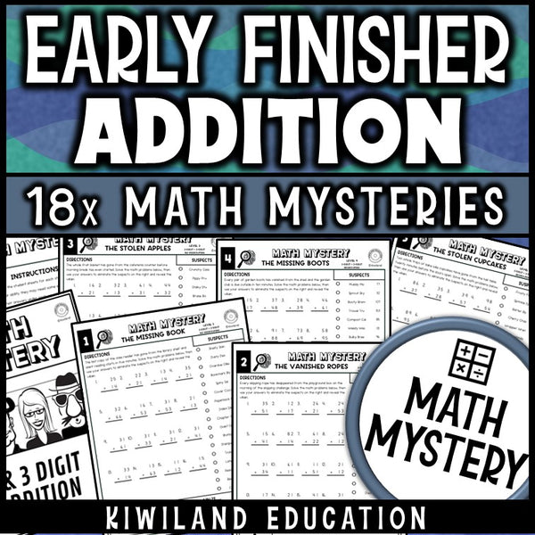 Two digit addition with regrouping math mystery worksheets, im done now what early finishers