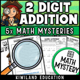 Two digit addition without regrouping, printable no prep math mystery activity