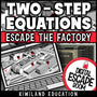 Two-step equations digital escape room cover, grades 7–9 algebra