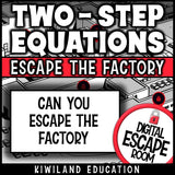 No-prep two-step equations algebra escape room activity