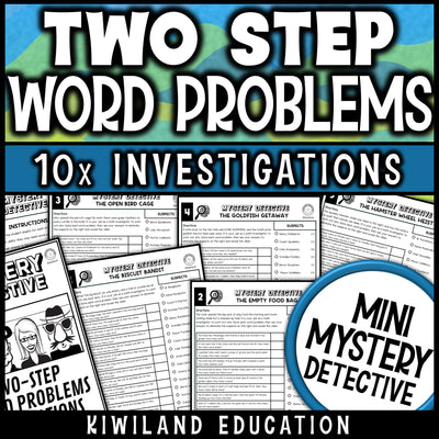 Two step word problems for 3rd grade using all four operations, ten no prep pet hotel math worksheets
