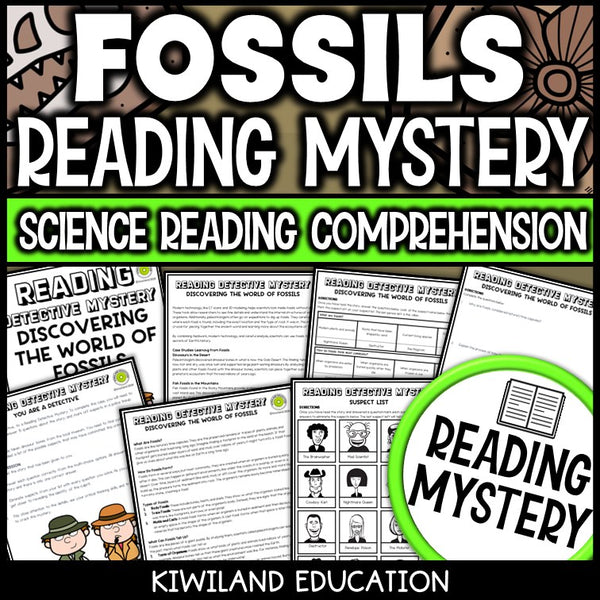 Types of fossils science reading mystery cover for grades 3-6