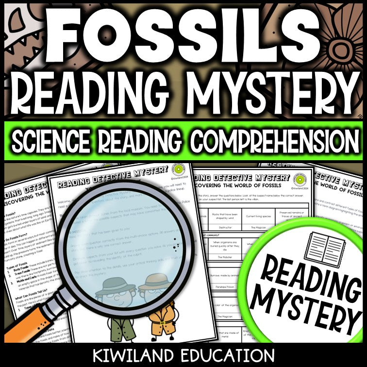 Nonfiction types of fossils reading comprehension passage for grades 3-6