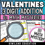 Valentine's Day 3-digit addition math mystery answer key